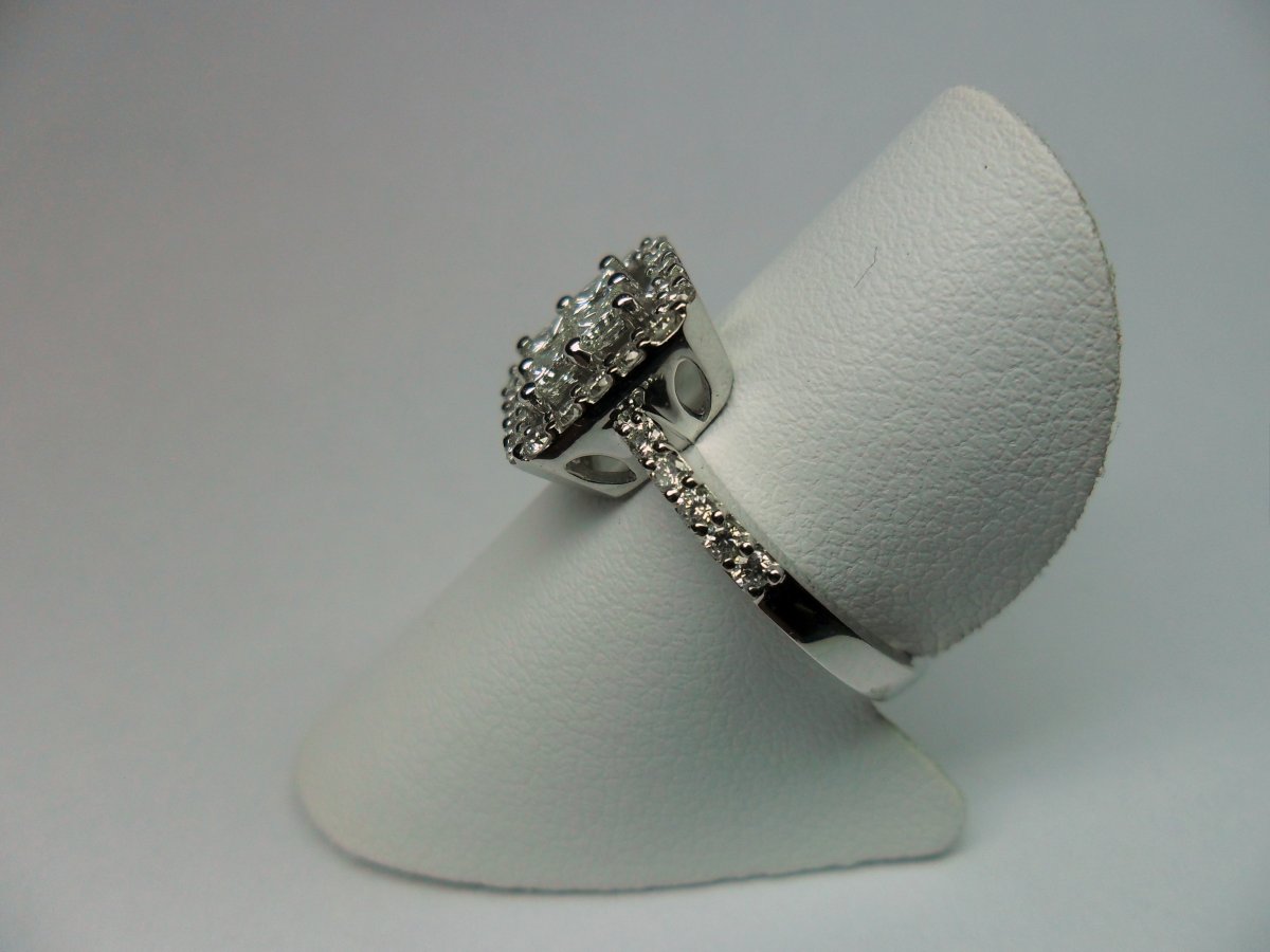 Princess Briljant Halo Ring Witgoud